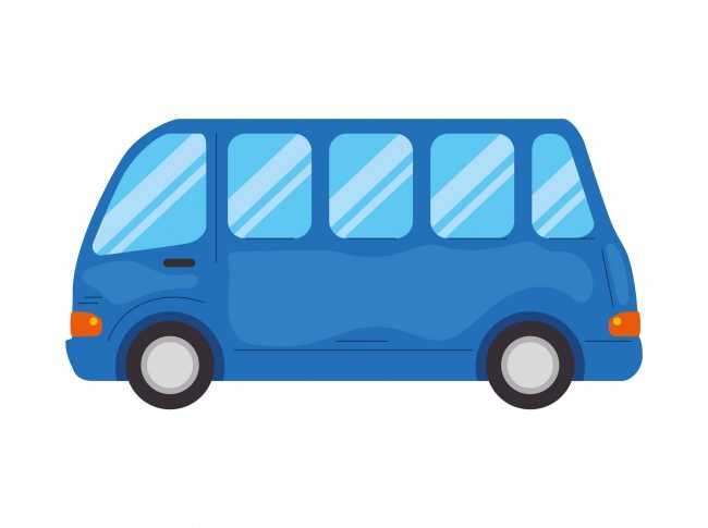 Modern blue coach bus driving